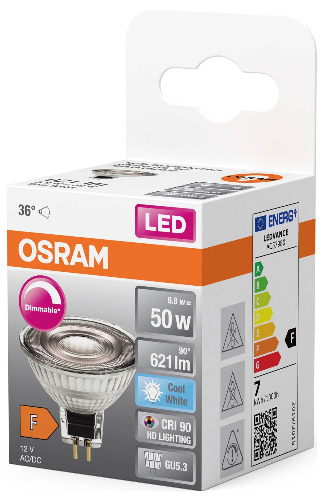 OSRAM HOMELIGHTING 4058075433748 LED EEK F (A - G) GU5.3 Reflektor 6.8 W = 50 W Kaltweiß (Ø x L) 50 mm x 44 mm 1 St.