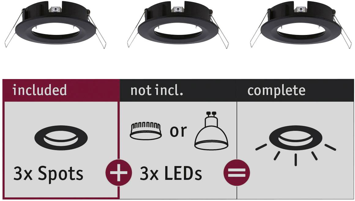 Paulmann 92481 EBL Choose Einbauring 3er Set 10W Schwarz (matt)
