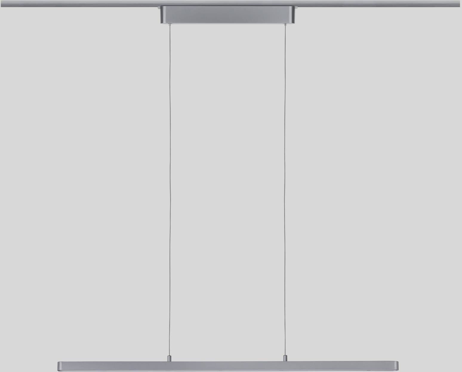 Hängeleuchte mit modernem, schlankem Design und zwei dünnen Kabeln zur Deckenbefestigung. Perfekt für minimalistisches Interieur.