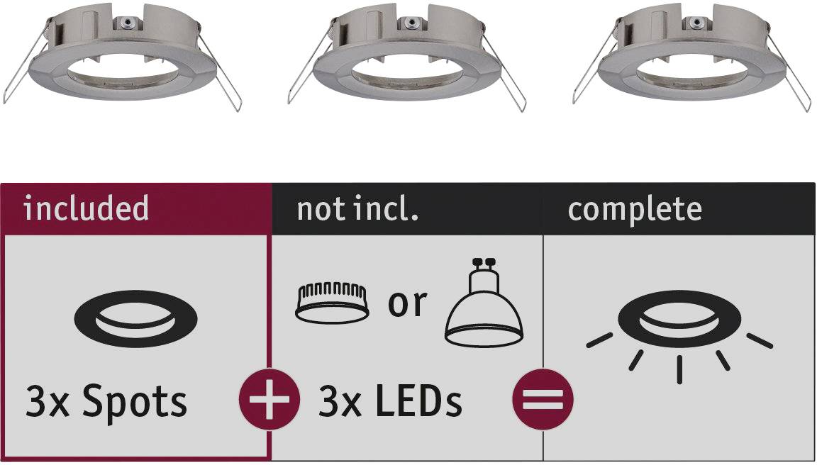 Paulmann 92479 EBL Choose Einbauring 3er Set 10W Eisen (gebürstet)