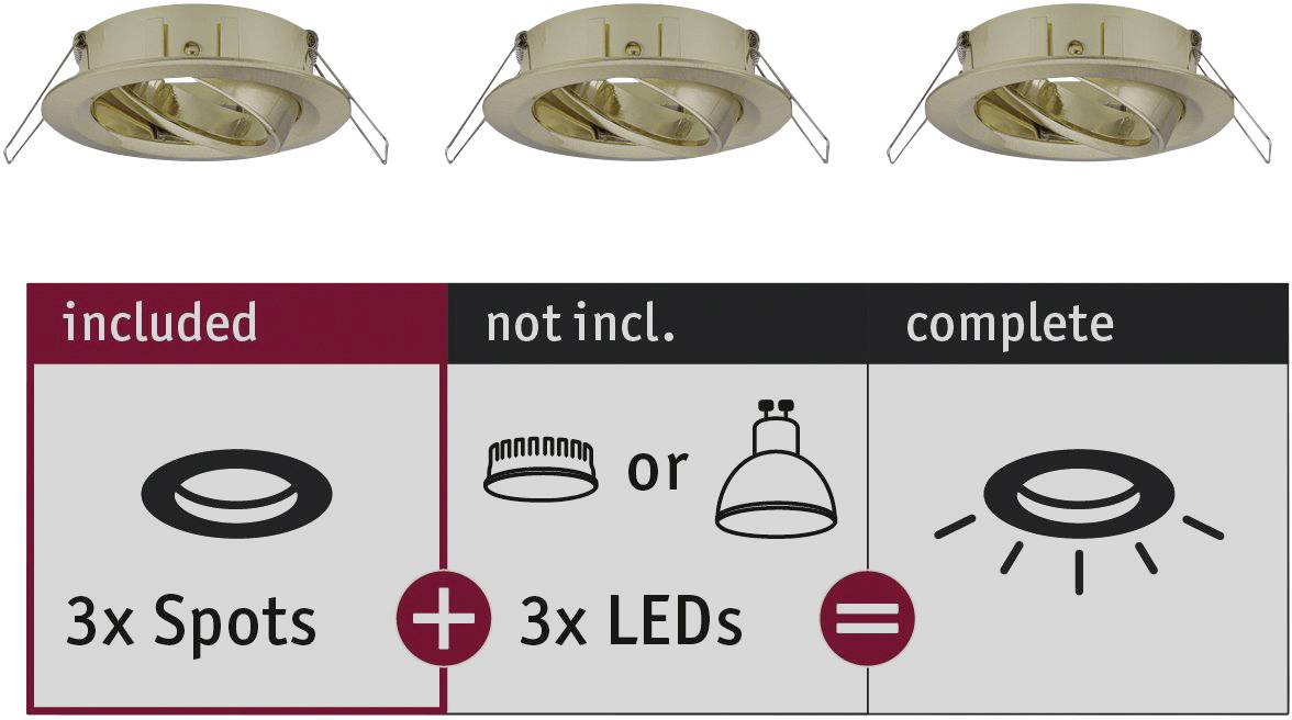 Paulmann 92489 EBL Choose Einbauring 3er Set 10W Messing (gebürstet)