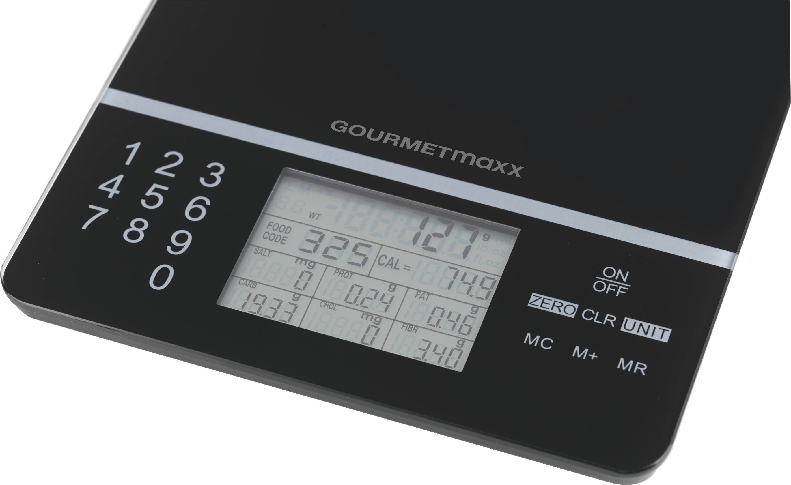 GourmetMaxx Food Control Digitale Küchenwaage Schwarz