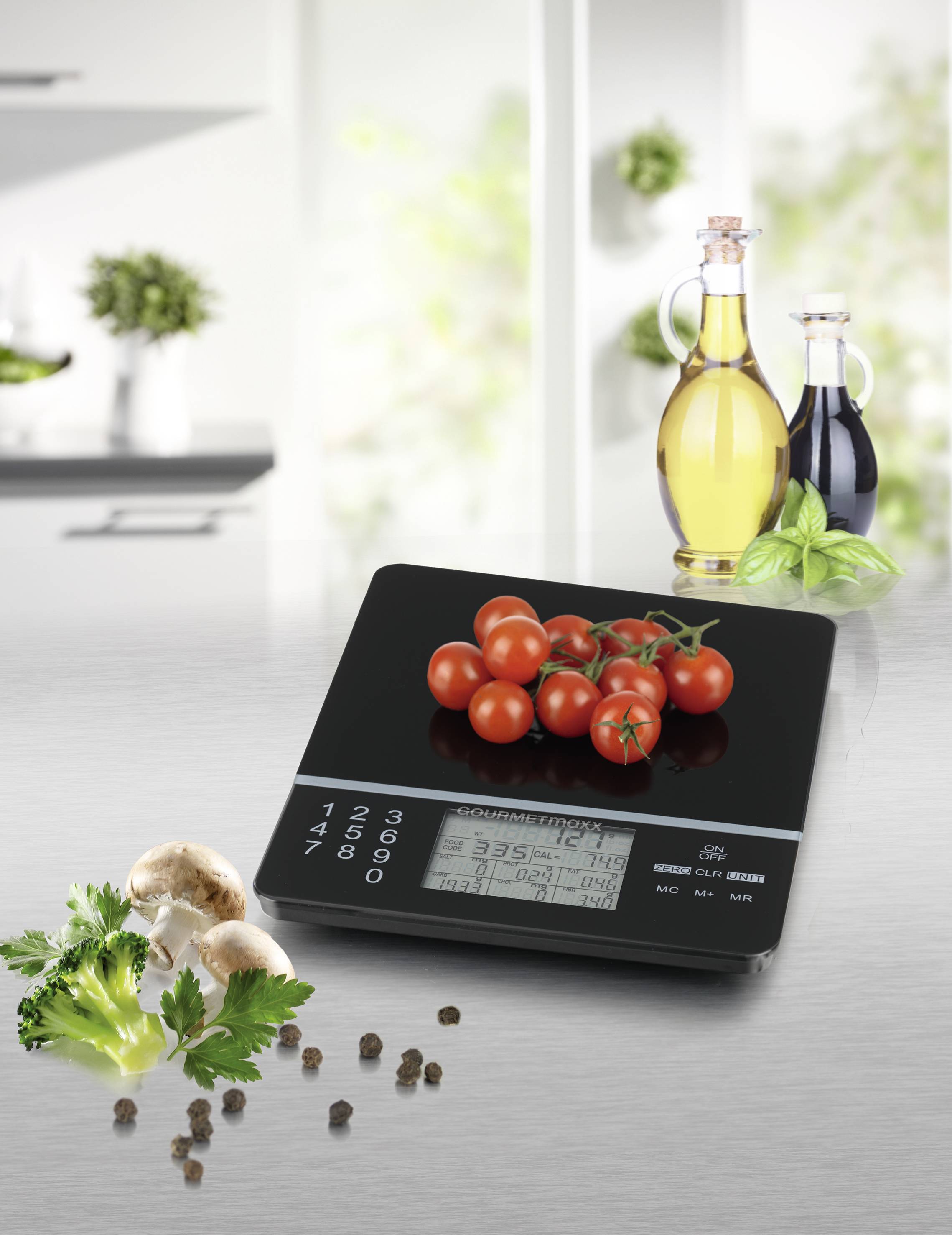 GourmetMaxx Food Control Digitale Küchenwaage Schwarz