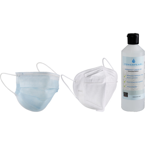 Hygiene-Set 50 St. Vlies Community Maske, 2x 5 St. Pandemie-Atemschutzmaske (CPA), 500ml Powerpearl Handdesinfektion 1 Set