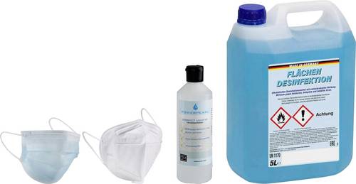 Hygiene-Set 2x 50 St. Vlies Community Maske, 2x 5 St. Pandemie-Atemschutzmaske (CPA), 500ml Powerpea