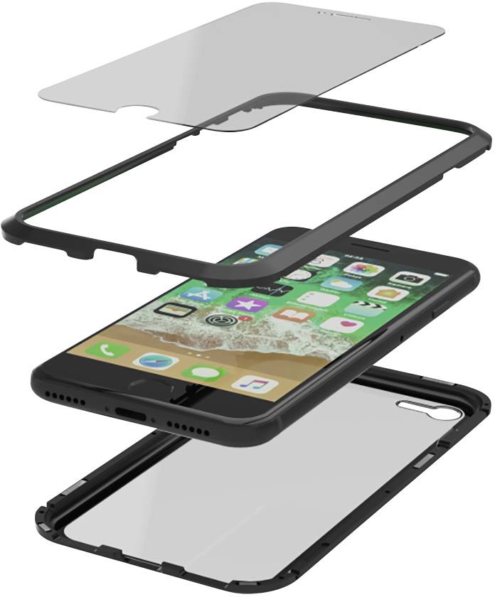 Hama 188765 Backcover Apple iPhone 8 Schwarz, Transparent 00188765
