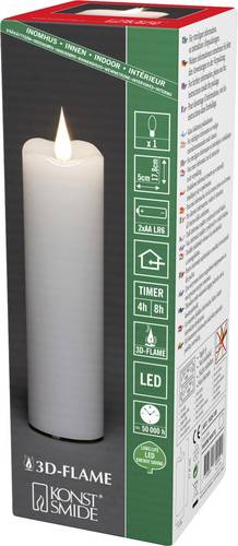 1829-100 LED-Echtwachskerze Weiß (B x H) 5 cm x 17.8 cm Timer, mit Schalter