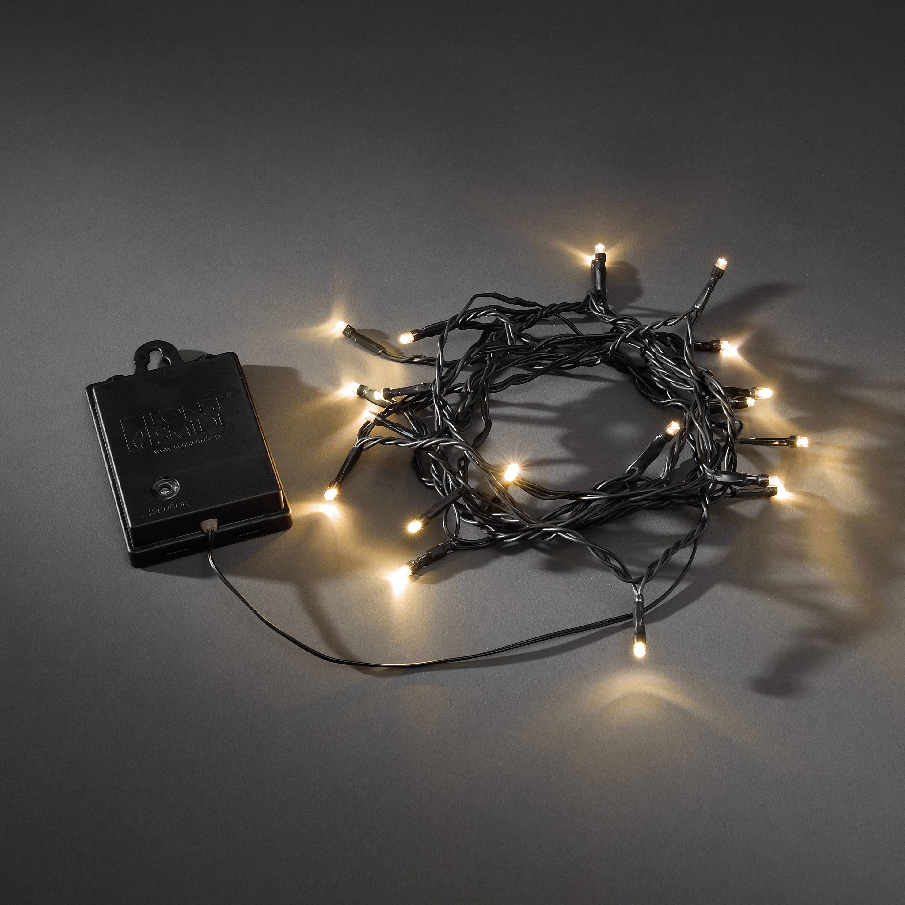 Konstsmide 3724-800 Mini-Lichterkette Außen batteriebetrieben Anzahl Leuchtmittel 40 Beleuchtete Länge: 3.9 m Timer, mit Schalter, mit Dämmerun