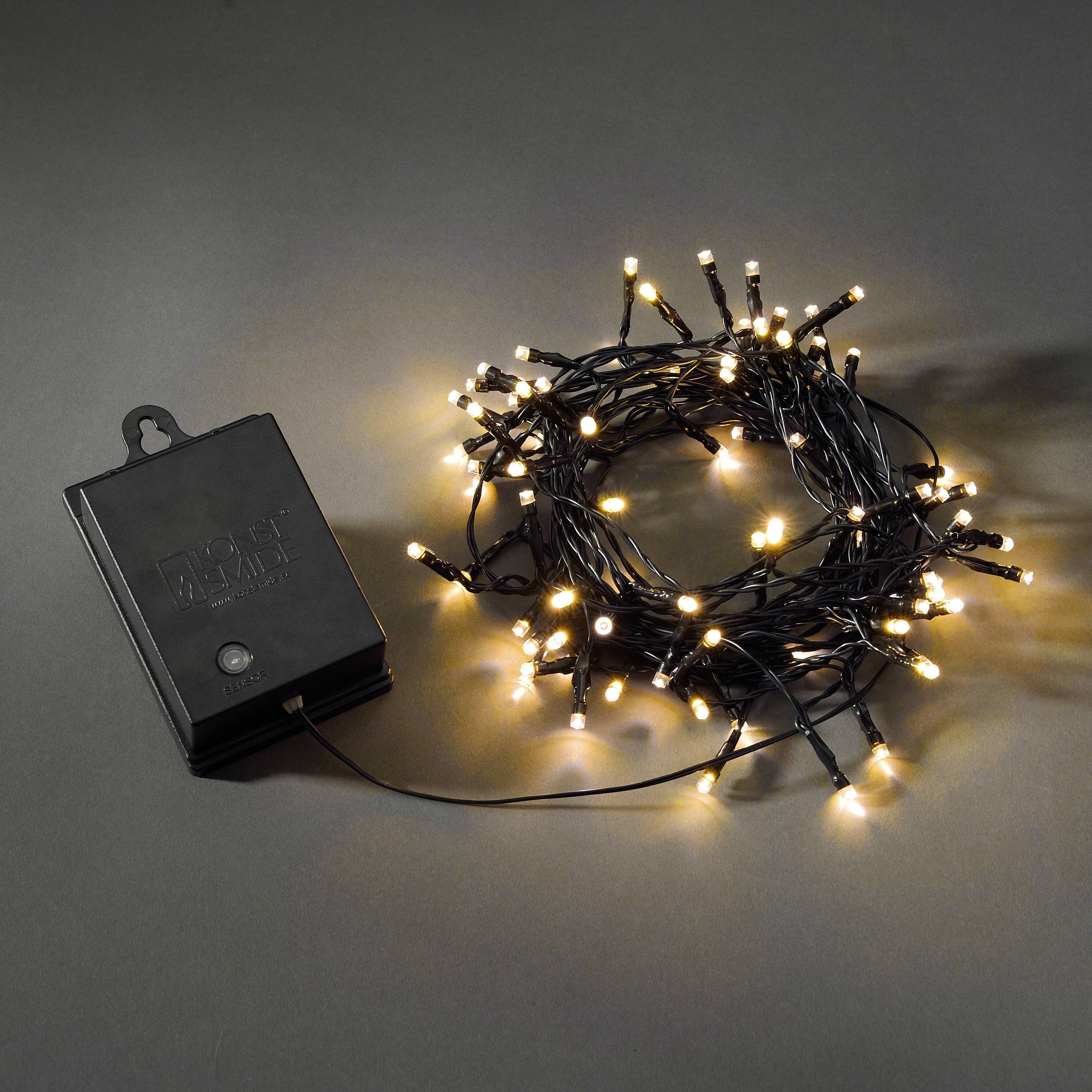 Konstsmide 3728-800 Mini-Lichterkette Außen batteriebetrieben Anzahl Leuchtmittel 80 Beleuchtete Länge: 7.9 m Timer, mit Schalter, mit Dämmerun