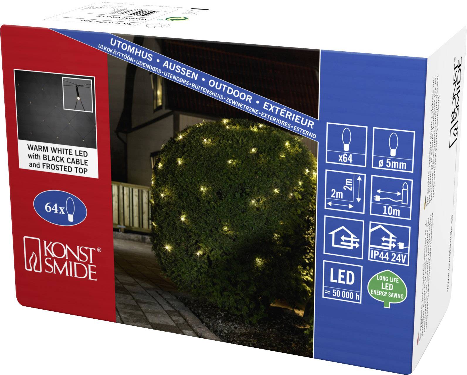 Konstsmide 3779-100 Lichternetz Außen netzbetrieben Anzahl Leuchtmittel 64 LED Beleuchtete Länge: 2