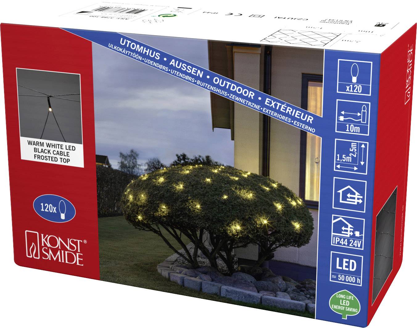 Konstsmide 3788-100 Lichternetz Außen EEK: G (A - G) netzbetrieben Anzahl Leuchtmittel 120 LED Warmweiß Beleuchtete Länge: 1.5 m