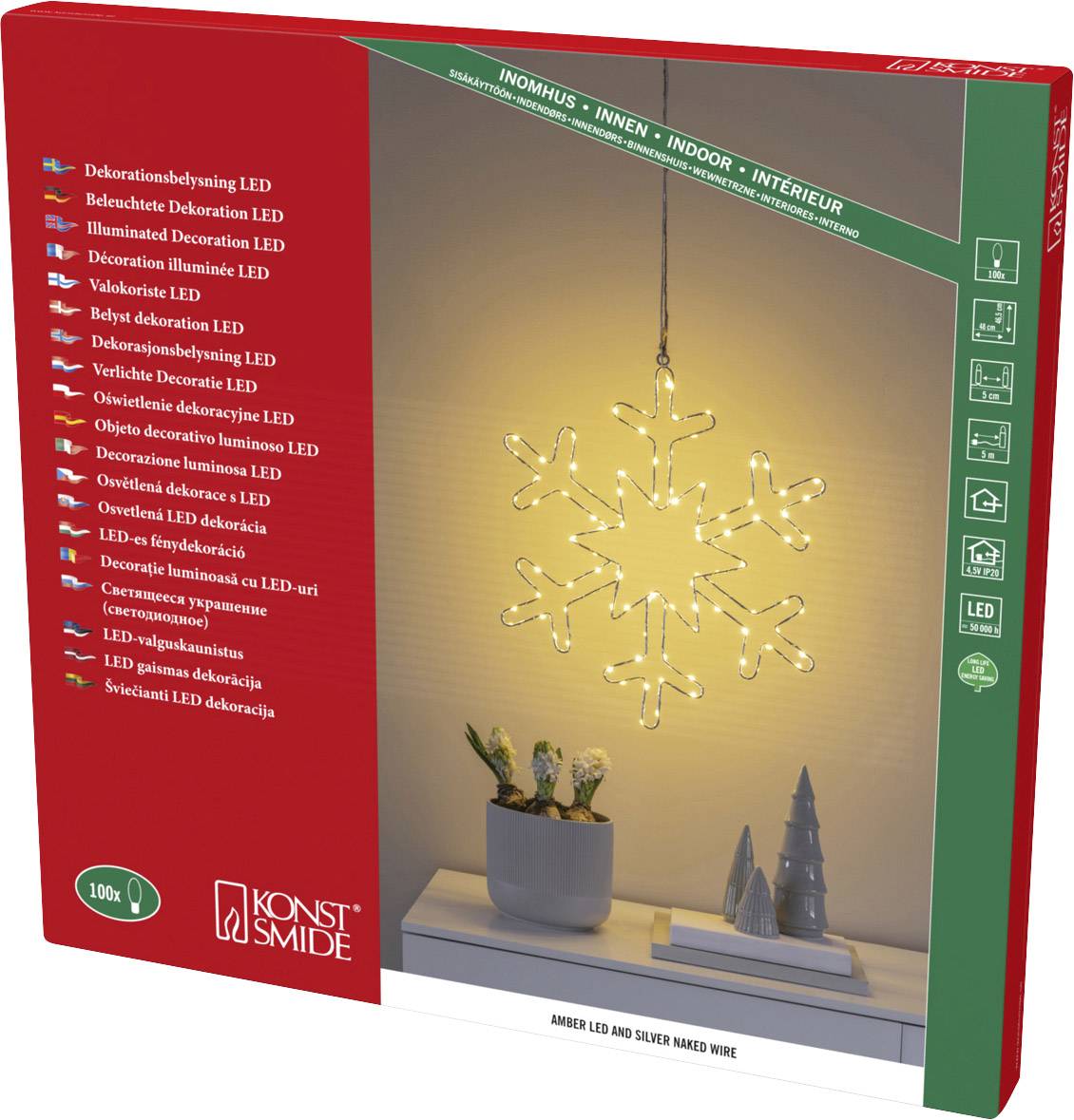 Konstsmide 1803-993 Türkranz mit Beleuchtung Stern Bernstein LED Silber EEK: G (A - G)