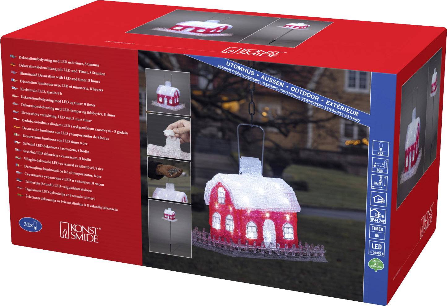Konstsmide 6283-203 Acryl-Figur Vogelhaus Warmweiß LED Klar
