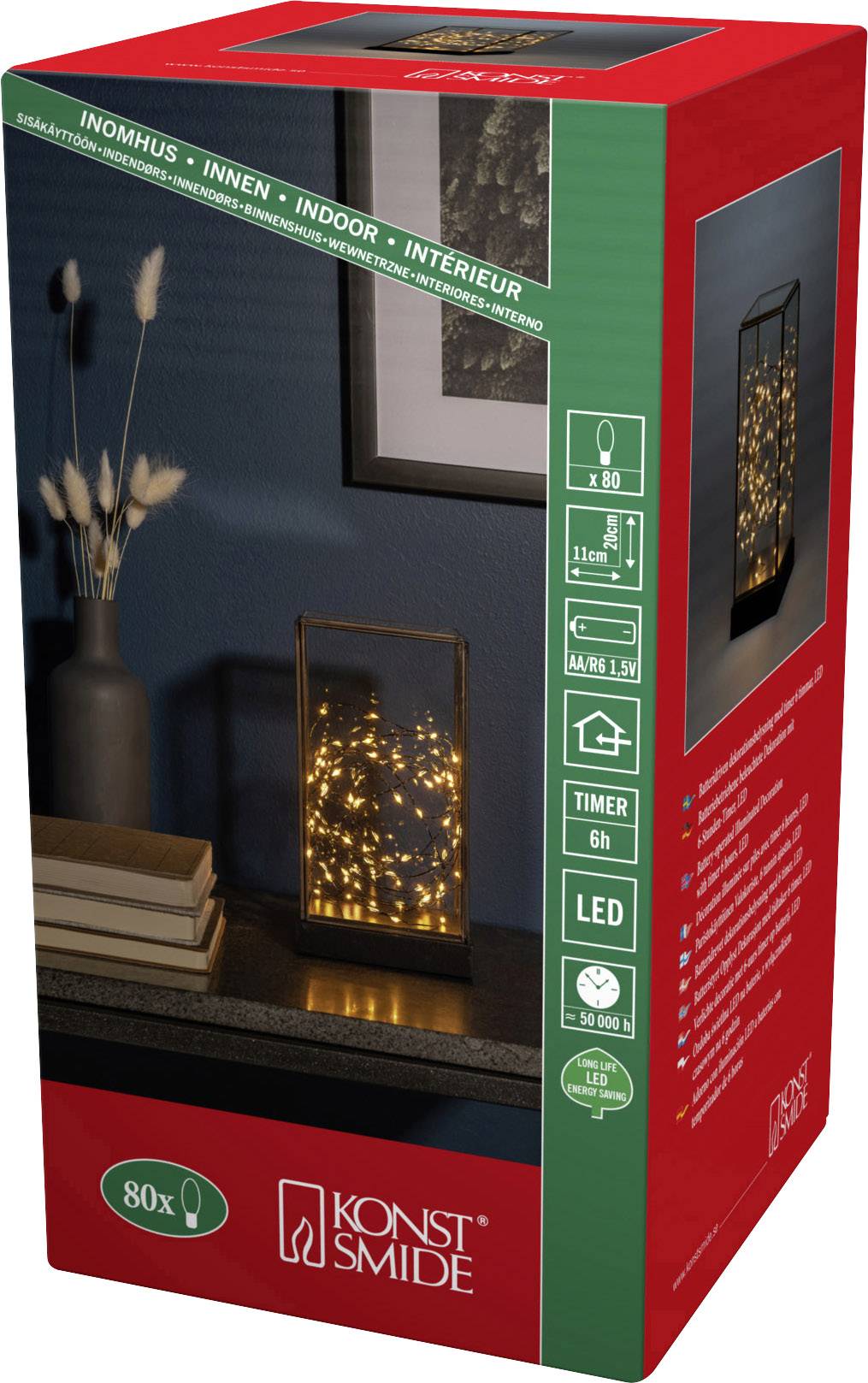 Konstsmide 1818-870 LED-Laterne Sterne LED Schwarz mit Schalter, Timer