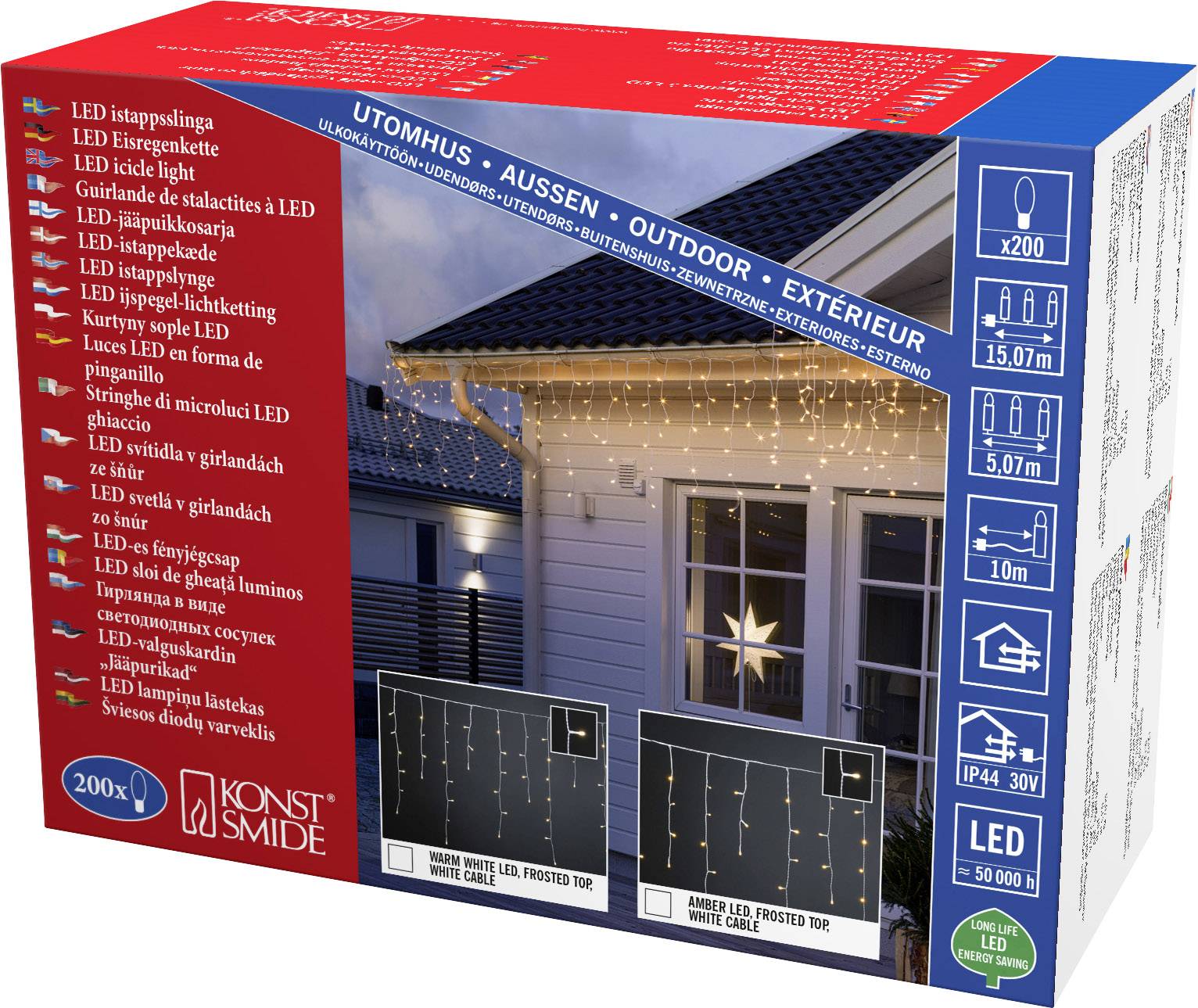 Konstsmide Lichtervorhang-Eisregen Außen 230 V/50 Hz EEK: E (A - G) 200 LED Bernstein (L x B x H) 1507 x 507 x 70 cm