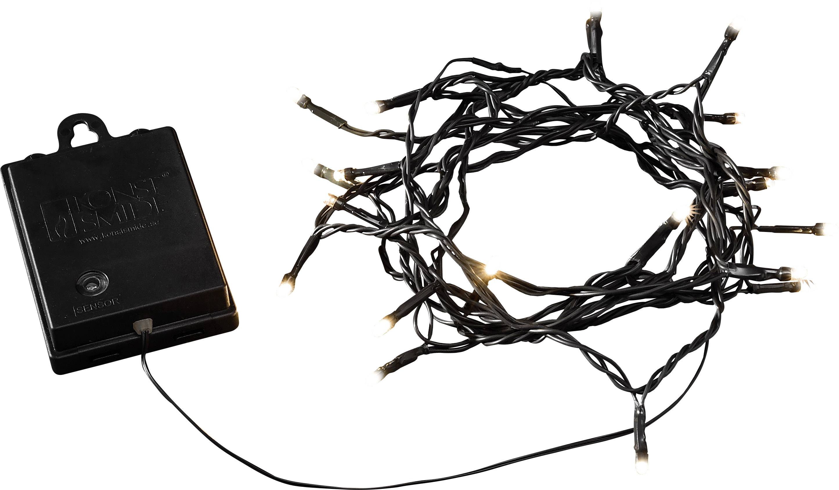Konstsmide 3722-800 Mini-Lichterkette Außen batteriebetrieben Anzahl Leuchtmittel 20 Beleuchtete Länge: 1.9 m Timer, mit Schalter, mit Dämmerun