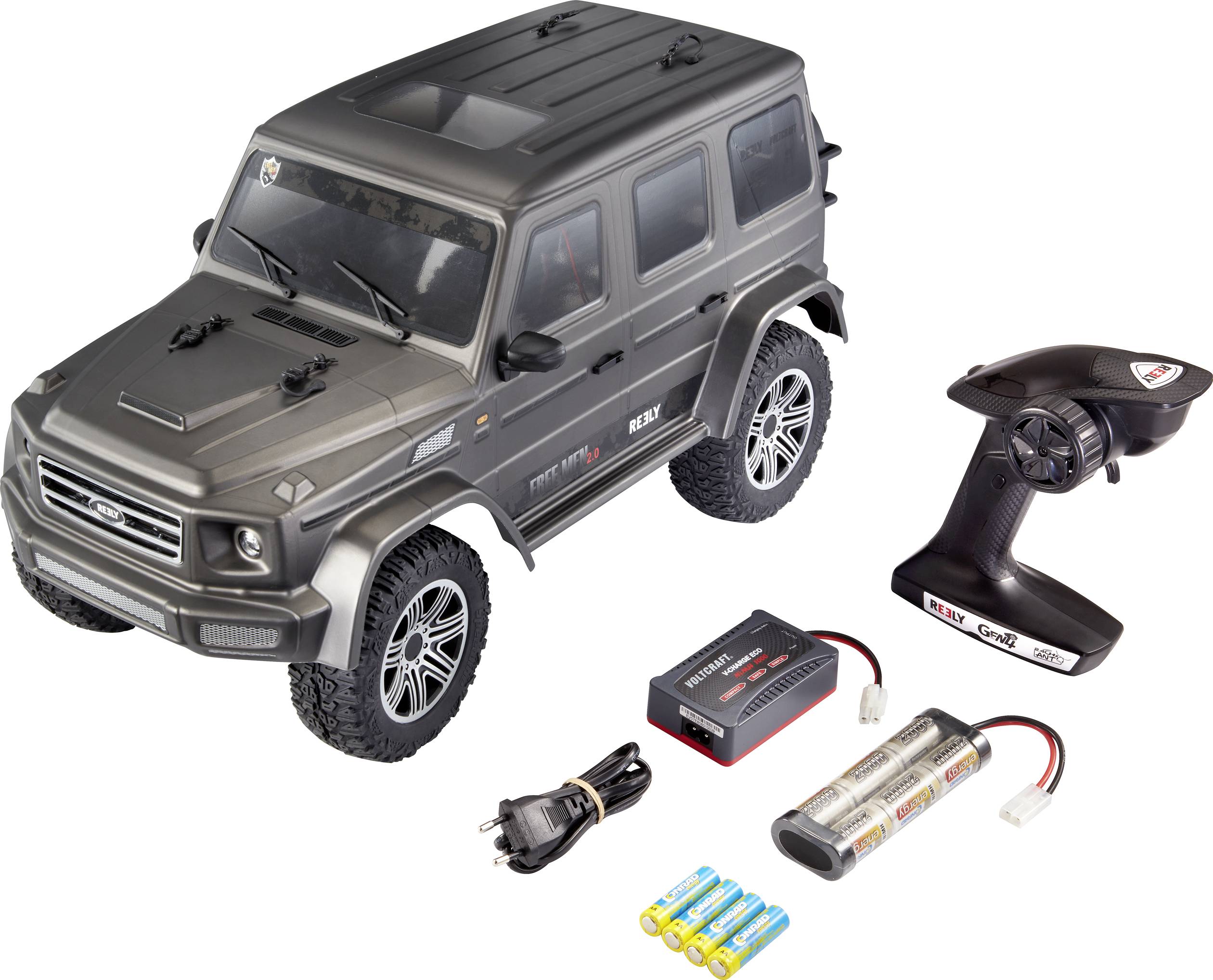 Reely FreeMen 2.0 Brushed 1:10 RC Modellauto Elektro Crawler Allradantrieb (4WD) 100% RtR 2,4GHz inkl. Akku, Ladegerät und