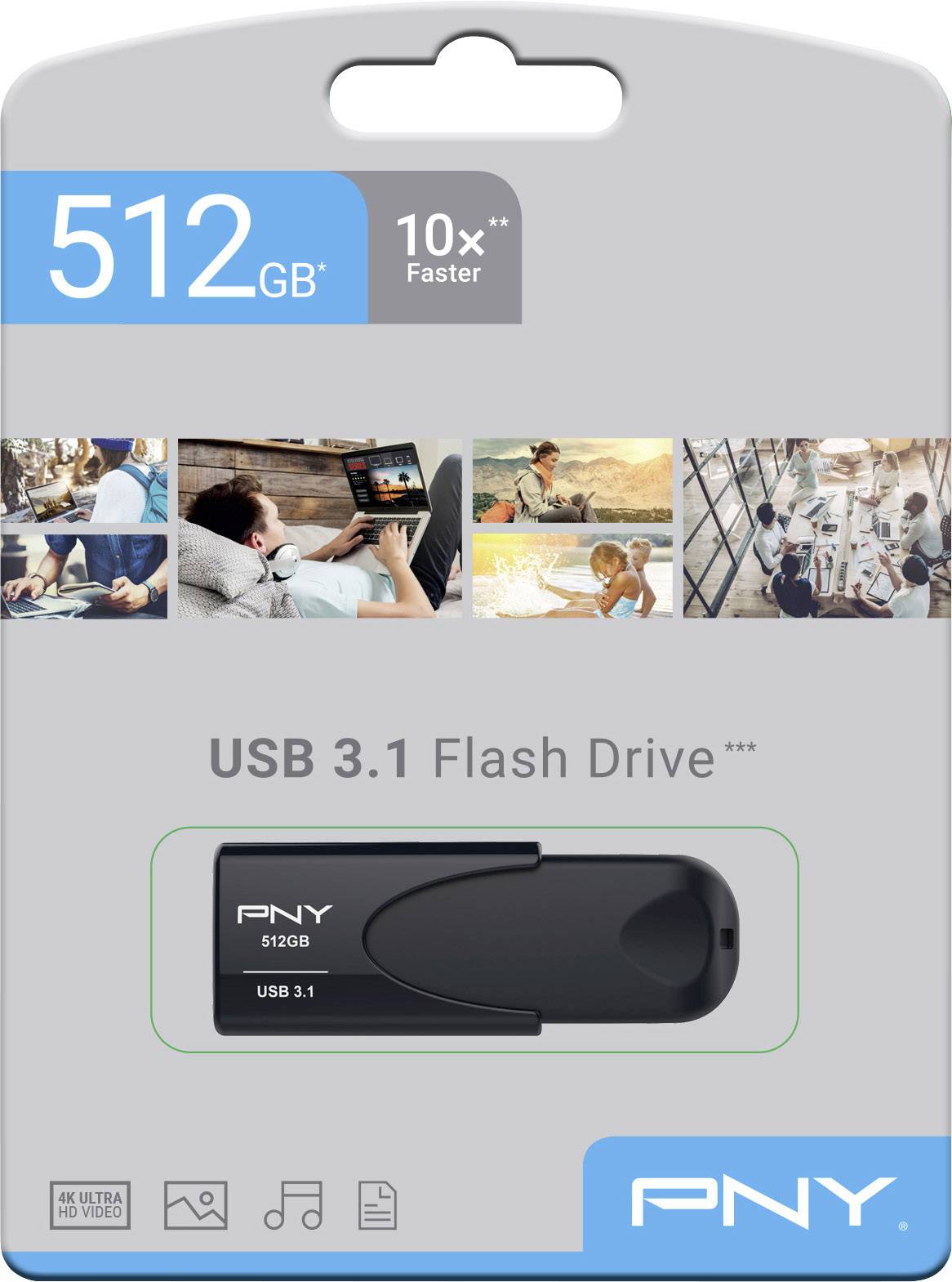 PNY Attaché 4 3.1 USB-Stick 512 GB Schwarz FD512ATT431KK-EF USB-A (USB 3.2 Gen 2)