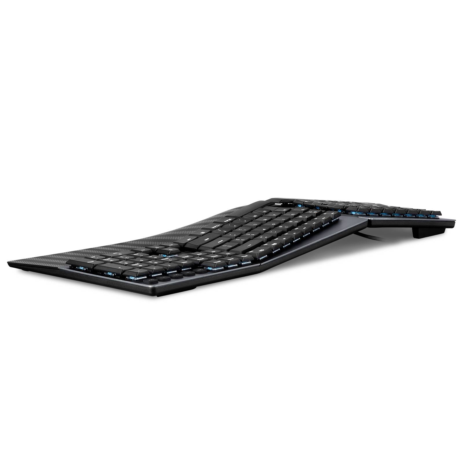 Perixx PERIBOARD-535 BL DE USB Tastatur Deutsch, QWERTZ Schwarz Ergonomisch