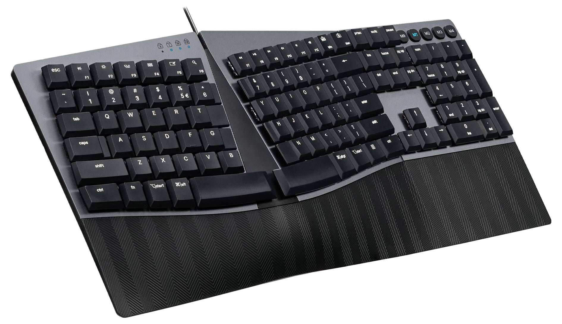 Perixx PERIBOARD-535 BR DE USB Tastatur Deutsch, QWERTZ Schwarz Ergonomisch