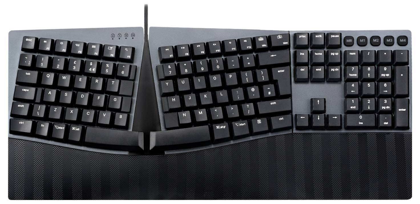 Perixx PERIBOARD-535 BR DE USB Tastatur Deutsch, QWERTZ Schwarz Ergonomisch
