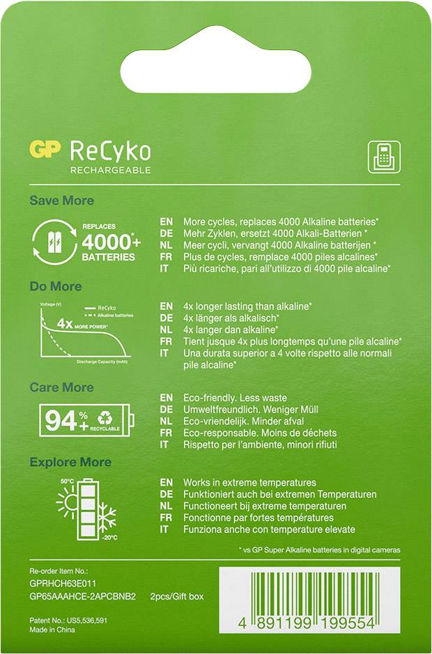 GP Batteries GPRCK65AAA554C2 Micro (AAA)-Akku NiMH 650 mAh 1.2V 2St.