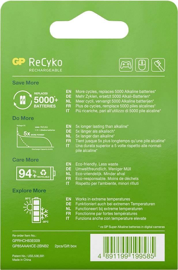 GP Batteries GPRCK85AAA585C2 Micro (AAA)-Akku NiMH 850 mAh 1.2V 2St.