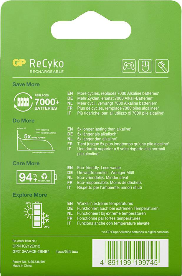 GP GPRCK210AA745C2 Mignon (AA)-Akku NiMH 2100 mAh 1.2 V 4 St.