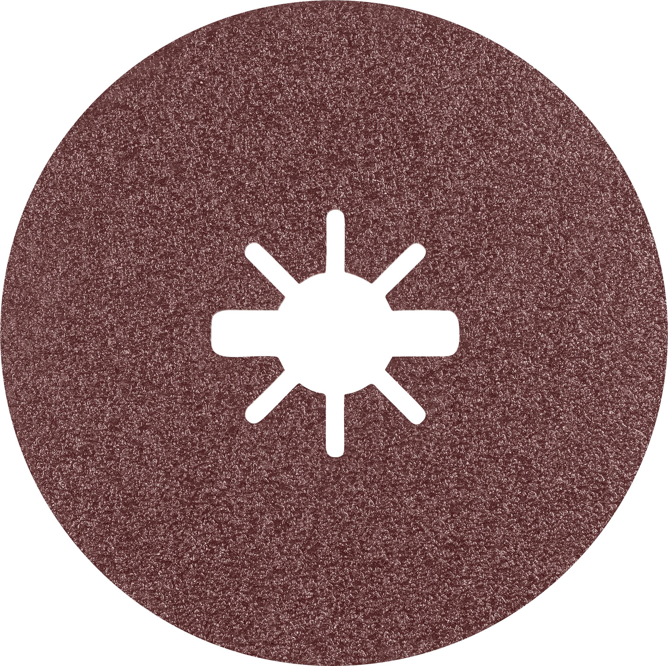Braune Schleifscheibe mit einem kreisförmigen Loch in der Mitte und einem strahlenförmigen Muster.