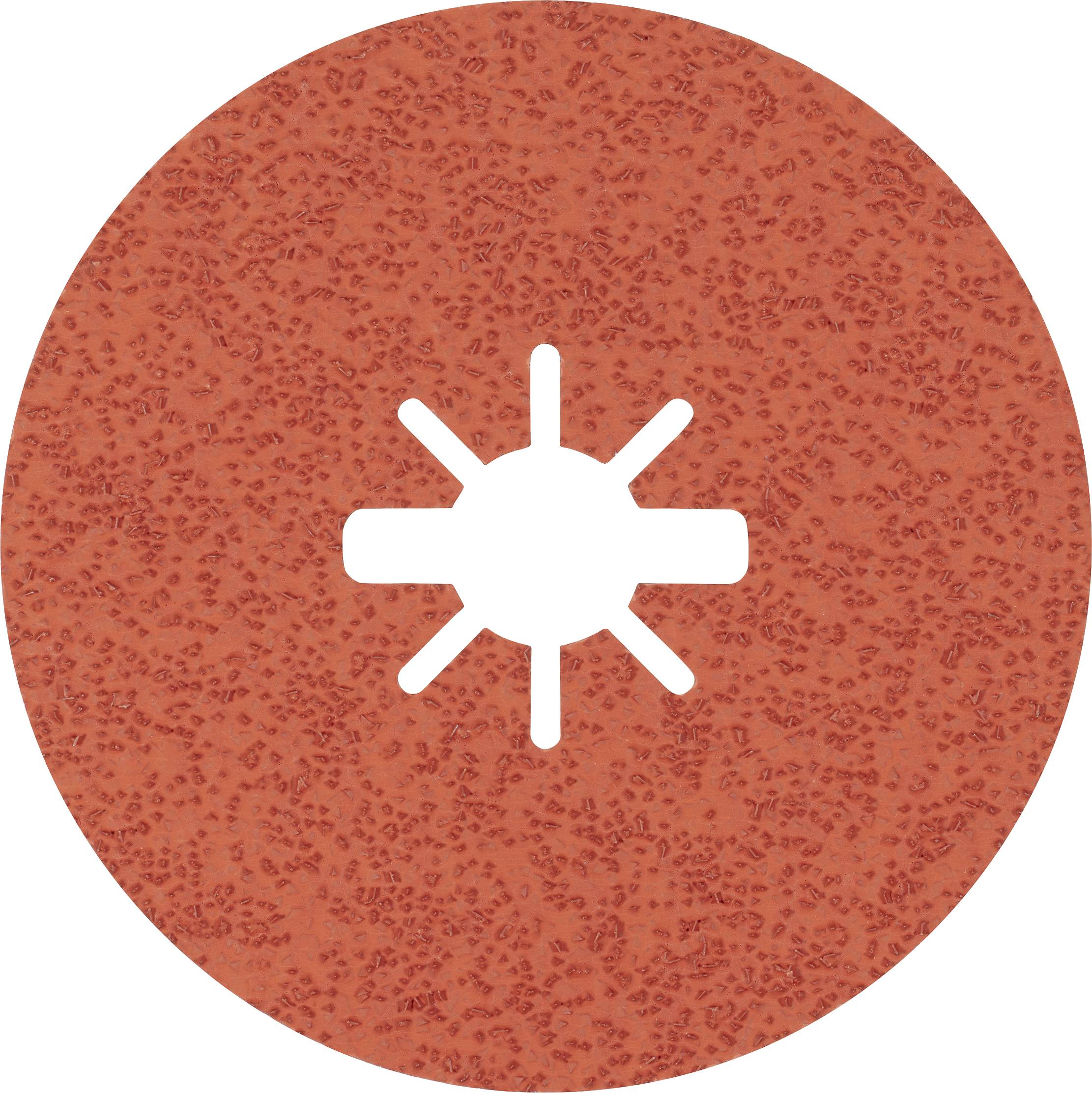 Ein gelbes Verkehrsschild mit rotem Rand zeigt ein kreisförmiges Symbol mit einem zentralen Punkt und sechs strahlenartigen Linien.