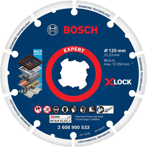 Bosch Accessories 2608900533 X-LOCK Diamanttrennscheibe Durchmesser 125 cm Bohrungs-Ø 22.23 mm Meta