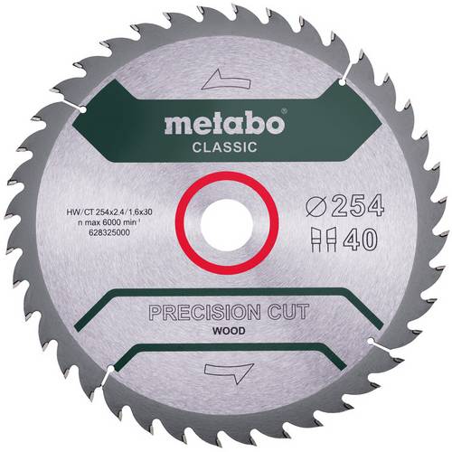 Metabo 628326000 Kreissägeblatt 254 x 30 x 1.6 mm Zähneanzahl: 40 1 St.