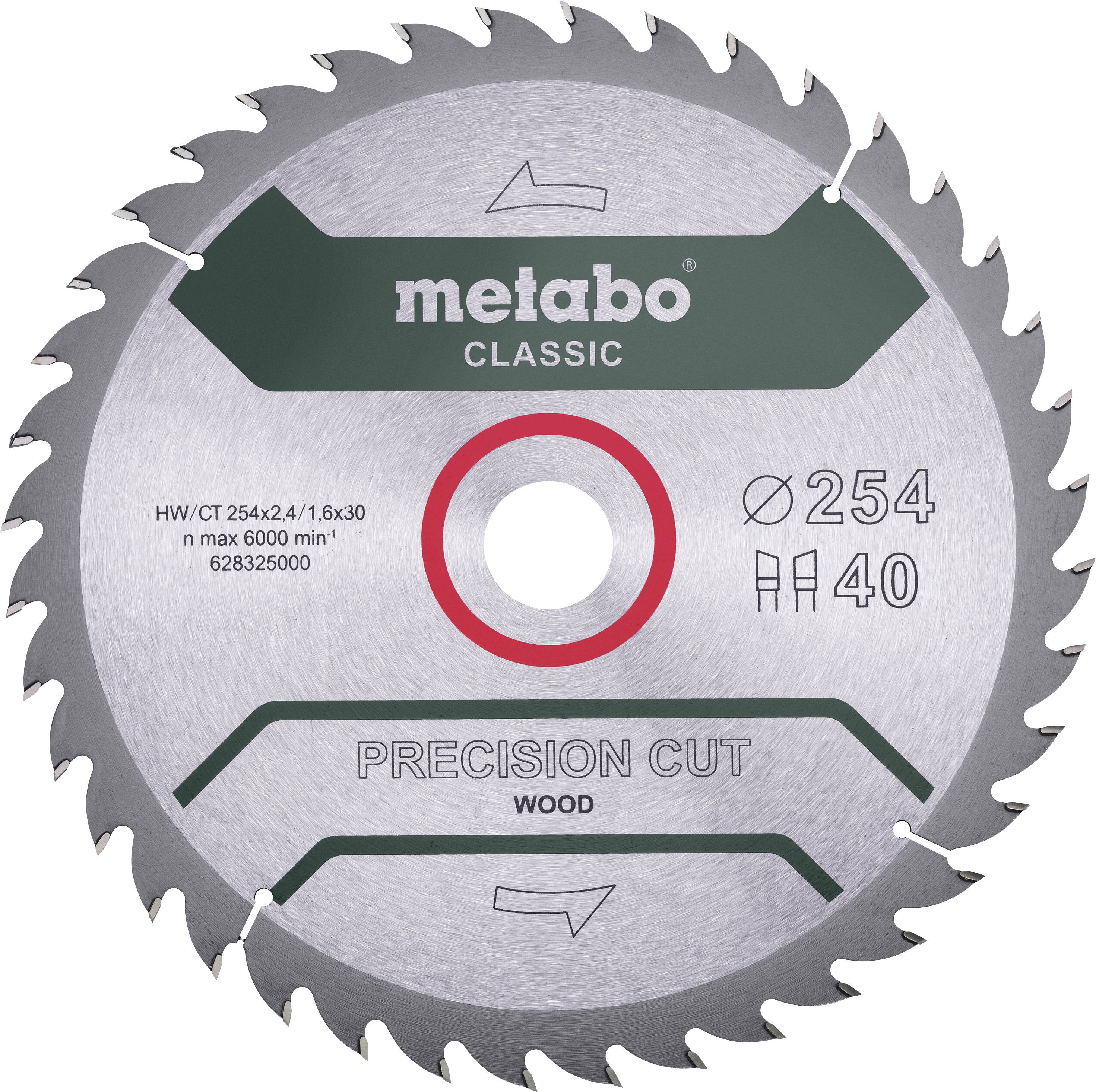 Metabo 628325000 Kreissägeblatt 254 x 30 x 1.6mm Zähneanzahl: 40 1St.