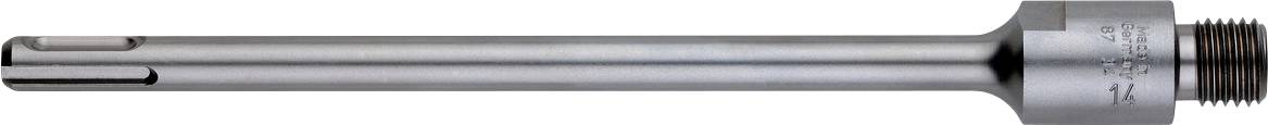 Ein Metallverlängerungswerkzeug mit geschlitzter Spitze und Gewindelende, horizontal auf weißem Hintergrund dargestellt.