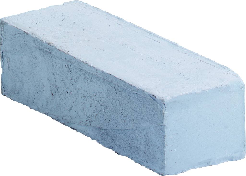 Blauer rechteckiger Kreidestift auf weißem Hintergrund.