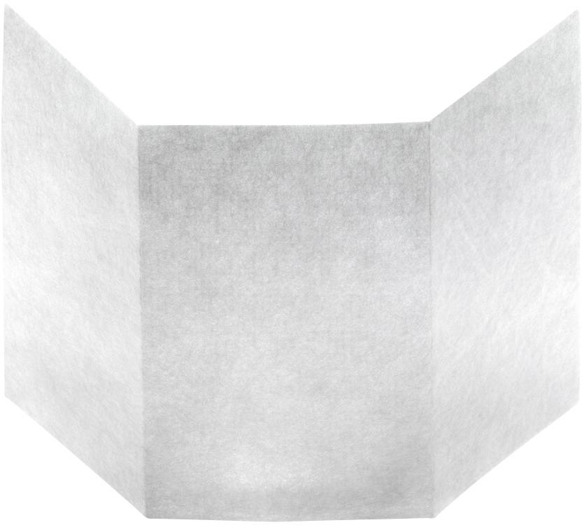 Faltbares dreiteiliges weißes Brett aus leichtem Material, in Z-Form aufgestellt.