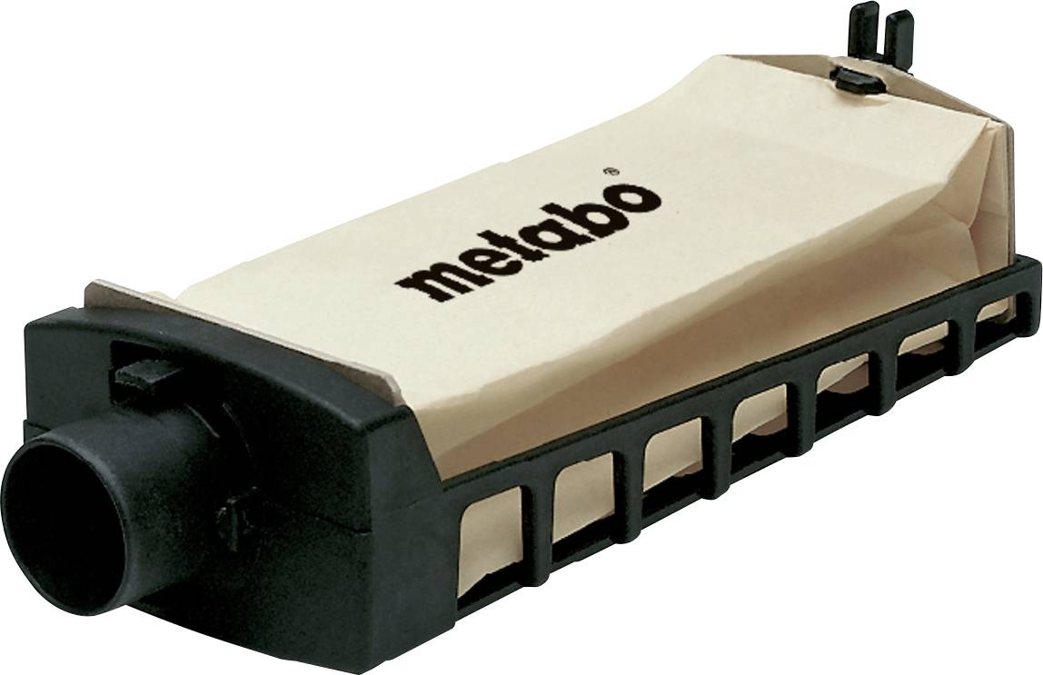 Metabo-Akkupack mit beige und schwarzem Gehäuse, in Nahaufnahme auf weißem Hintergrund dargestellt.
