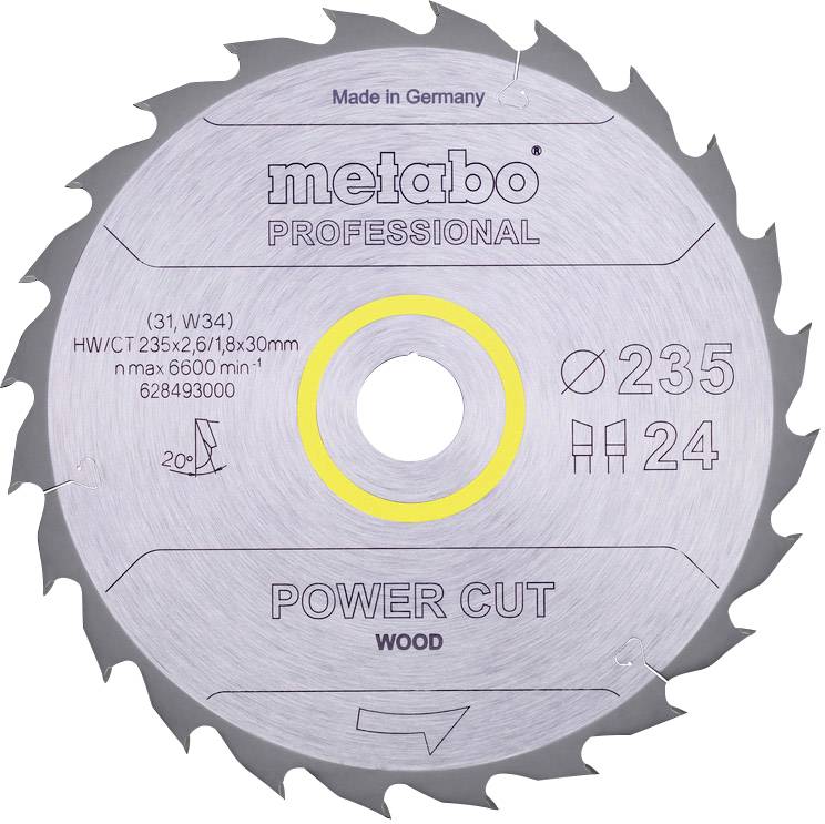Metabo 628493000 Kreissägeblatt 235 x 30 x 2.6mm Zähneanzahl: 24 1St.
