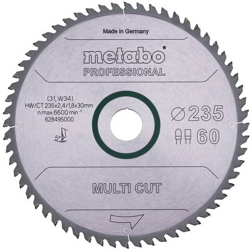 Metabo 628495000 Kreissägeblatt 235 x 30 x 2.4 mm Zähneanzahl: 60 1 St.