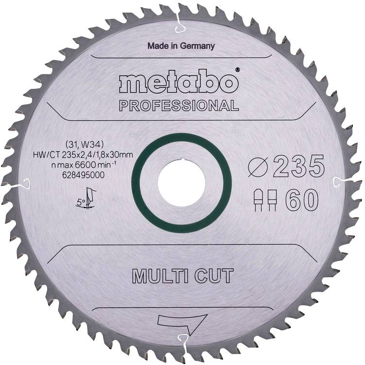 Metabo 628495000 Kreissägeblatt 235 x 30 x 2.4mm Zähneanzahl: 60 1St.