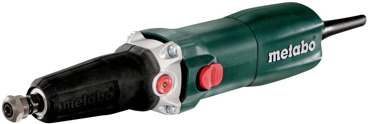 'Metabo-Druckluft-Stabschleifer' in Grün mit schwarzem vorderen Teil, rotem Schalter und Stromkabel, geeignet für präzises Schleifen.