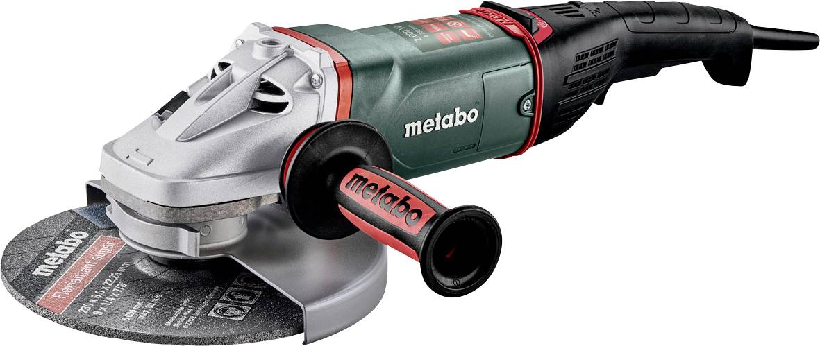 Ein Metabo Elektroschleufer mit Seitenknebelgriff und Trennscheibe, dargestellt auf weißem Hintergrund.