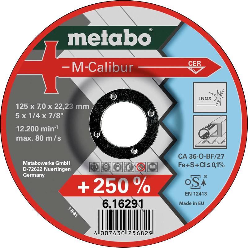 Metabo M-Calibur Trennscheibe, 125 x 7,0 x 22,23 mm, schnelles Trennen, erhöht um 250%, geeignet für Stahl und Inox.