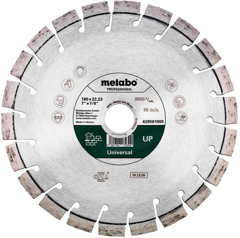 Zirkuläre Metabo Professional Diamanttrennscheibe mit der Bezeichnung „Universal