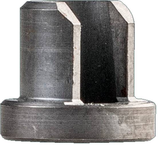 Nahaufnahme eines schwarzen zylindrischen mechanischen Bauteils mit einer breiten runden Basis und zwei vertikalen hellhäutigen Seitenkanten.