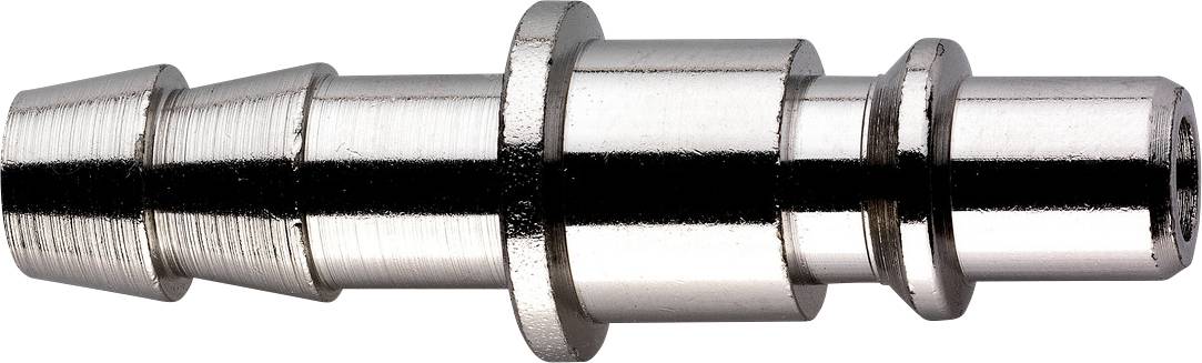 Metallschlauchverschraubung oder Adapter mit abgestuftem zylindrischem Körper und Gewindeende, dargestellt auf weißem Hintergrund.