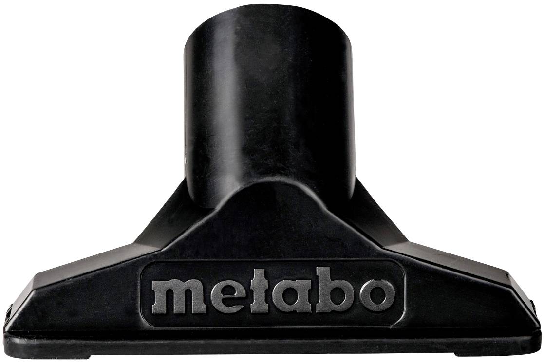 Schwarzer Staubsaugeraufsatz mit der Aufschrift 'metabo' in Grau. Geeignet für die Reinigung von verschiedenen Oberflächen.