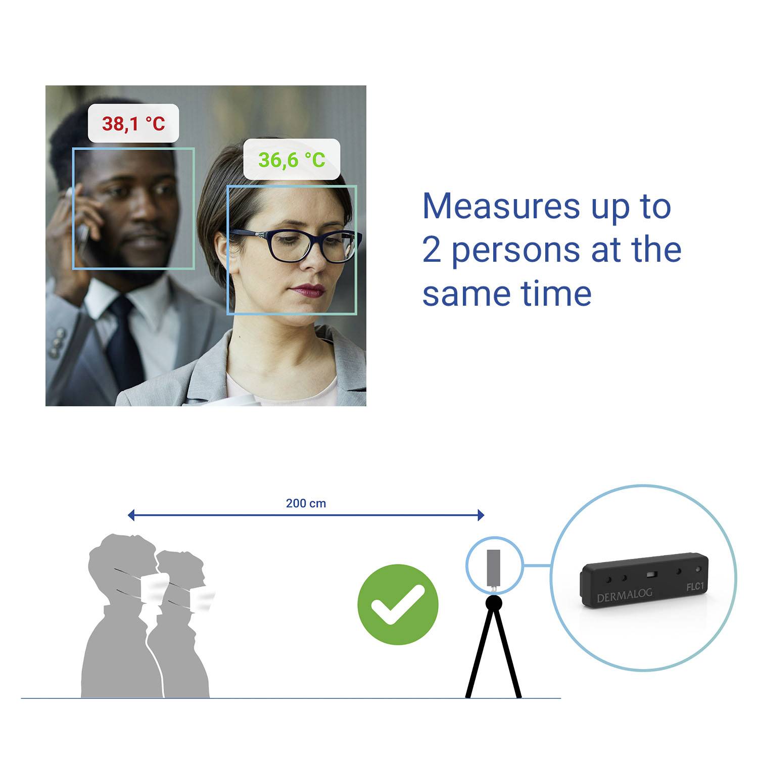 Dermalog FLC1 Light Edition Temperaturzugangsüberwachung Echtbildanzeige, Berührungslose IR-Messung