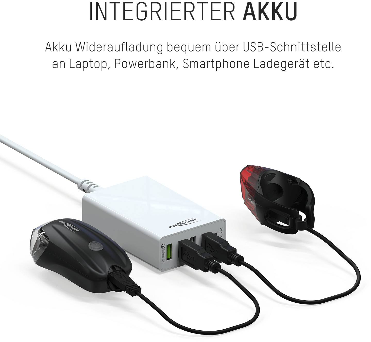 Ansmann Fahrradbeleuchtung Set Fahrradlicht Set