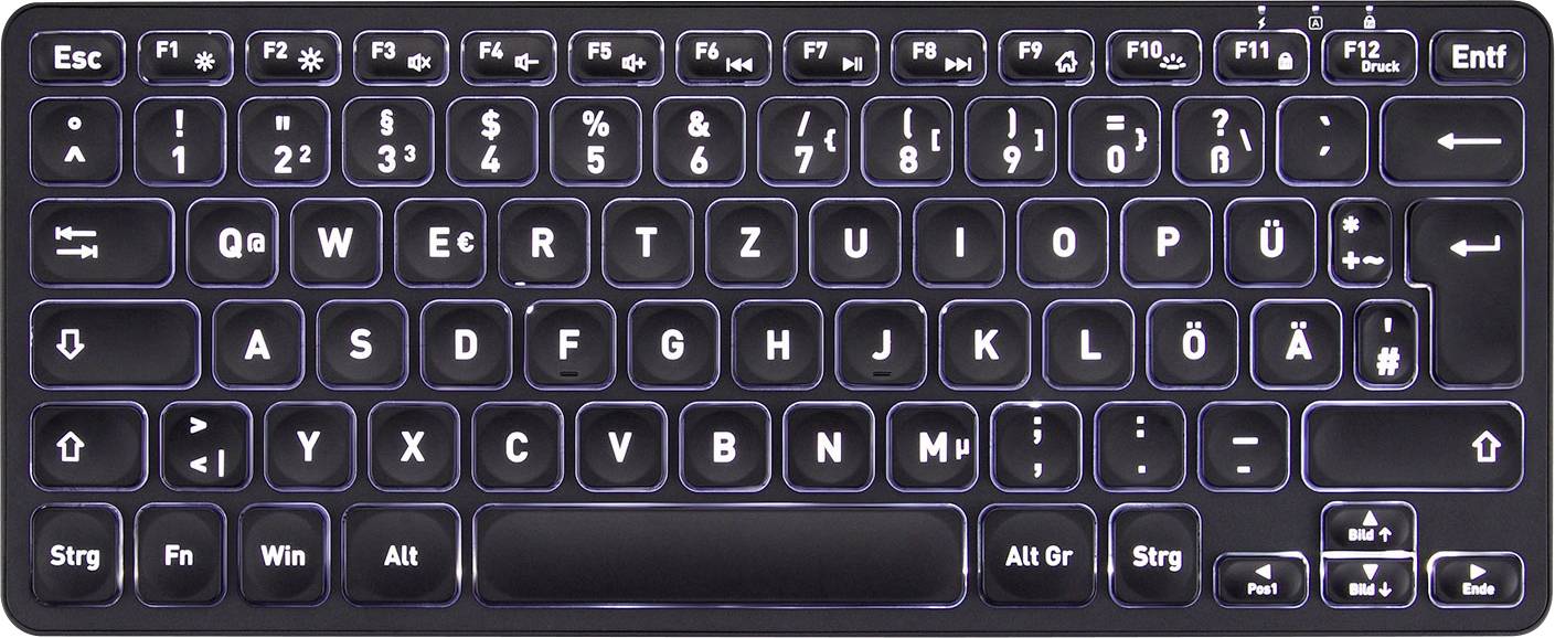 Perixx PERIBOARD-732 DE Tastatur Deutsch, QWERTZ Schwarz Wiederaufladbar